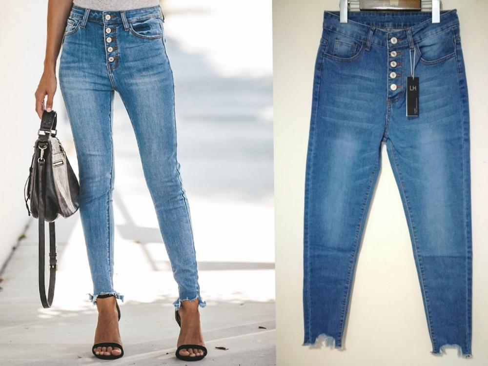 Women High Waist Jeans Stretch Pants Push Up Skinny Denim Trousers