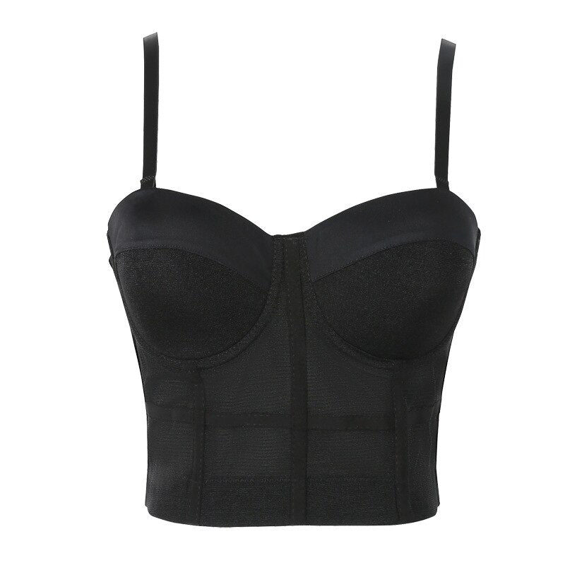 Women Crop Top Tank Sexy Cami Push Up Denim Bra Backless Party Club Vest