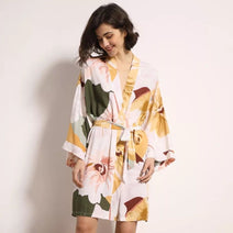 Women Floral Night Robe Fashion Dressing Gown Sleepwear