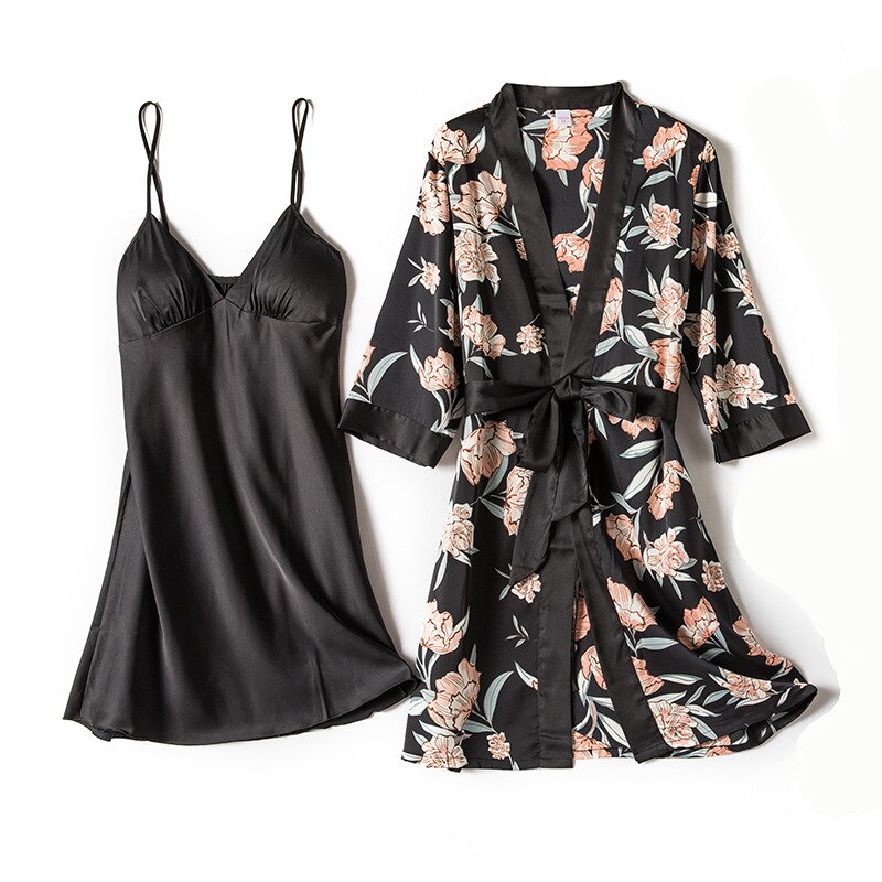 4 Pcs Women Set Sexy Pajamas Sleepwear Sleep Lounge With Chest Pads