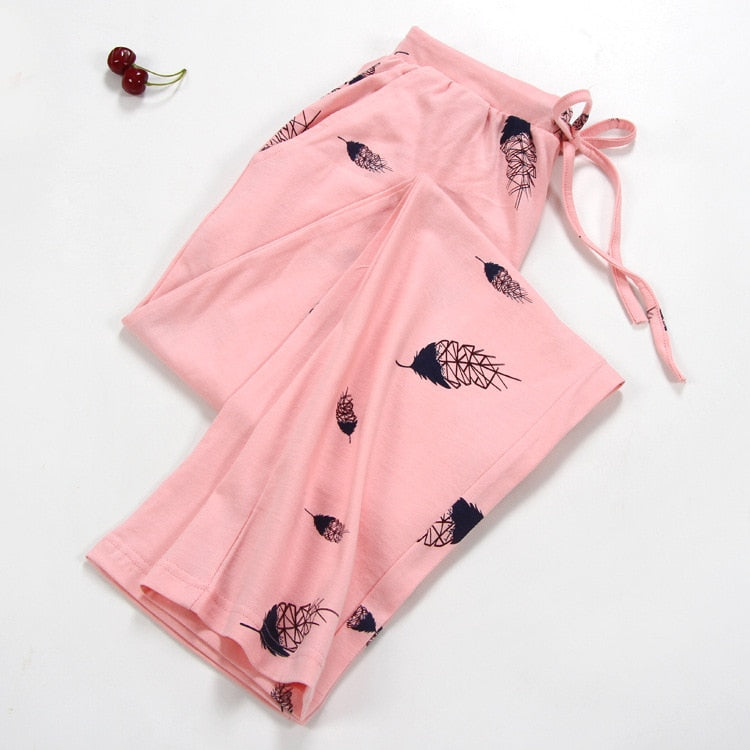 Women Sleep Bottoms 100% Cotton Pajama Pants Comfortable Pantalon