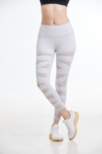 Women Mesh Leggings Naked-Feel High Waist Sport Stretchy Squat Proof Fitness Pants