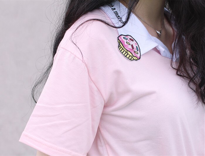 Women Candy Color Cake Casual Loose Summer Polo Shirt