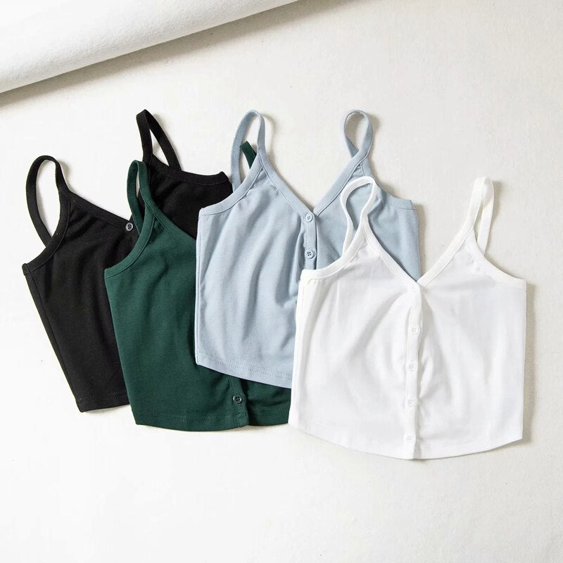 Women Camis Cropped Shirt Solid Basic Slim Top