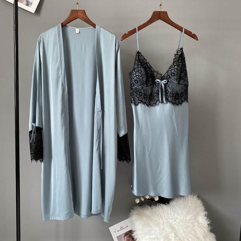 5 Pcs Sleepwear Women Sexy Robe Gown Silky Sleepwear Nightgown