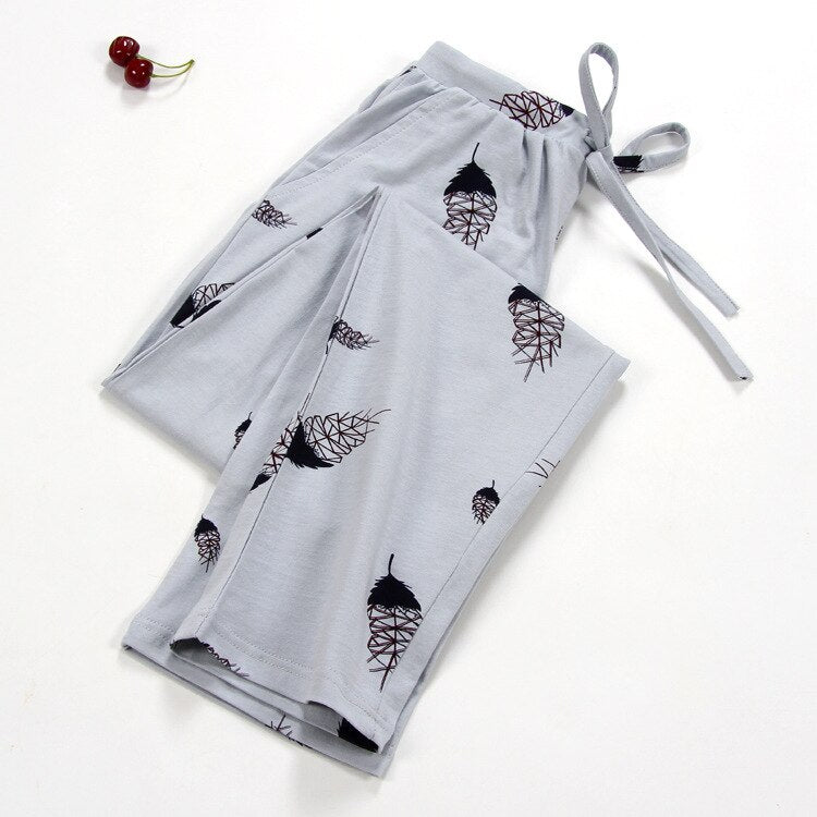 Women Sleep Bottoms 100% Cotton Pajama Pants Comfortable Pantalon