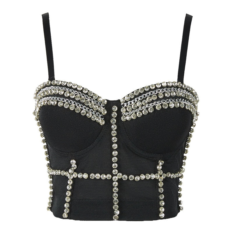 Women Crop Top Tank Sexy Cami Push Up Denim Bra Backless Party Club Vest