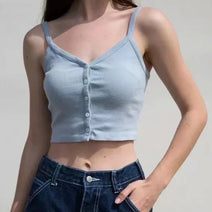 Women Camis Cropped Shirt Solid Basic Slim Top