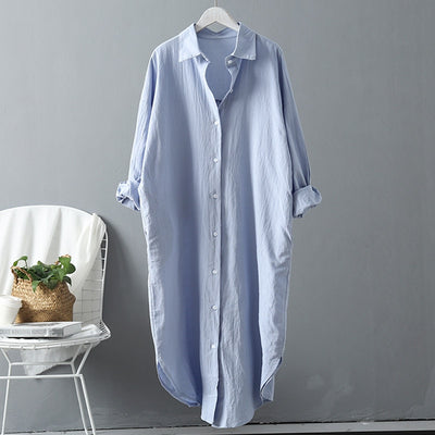 Women Cotton Blouse Casual Plus Size Long Shirts