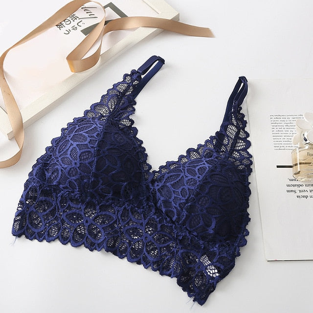 Women Lace Sexy Underwear Lingerie Wireless Padded Push Up Summer Soft Backless Bras