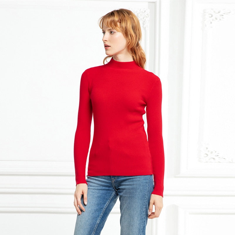 Women Autumn & Winter Vintage Turtleneck Pullovers Casual Loose Long Sleeve Shirts