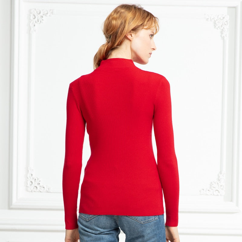 Women Autumn & Winter Vintage Turtleneck Pullovers Casual Loose Long Sleeve Shirts