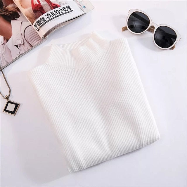 Women Autumn & Winter Vintage Turtleneck Pullovers Casual Loose Long Sleeve Shirts