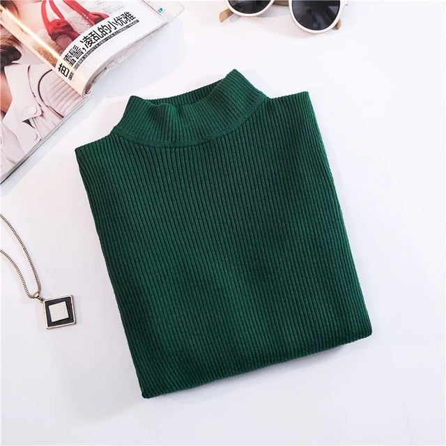 Women Autumn & Winter Vintage Turtleneck Pullovers Casual Loose Long Sleeve Shirts