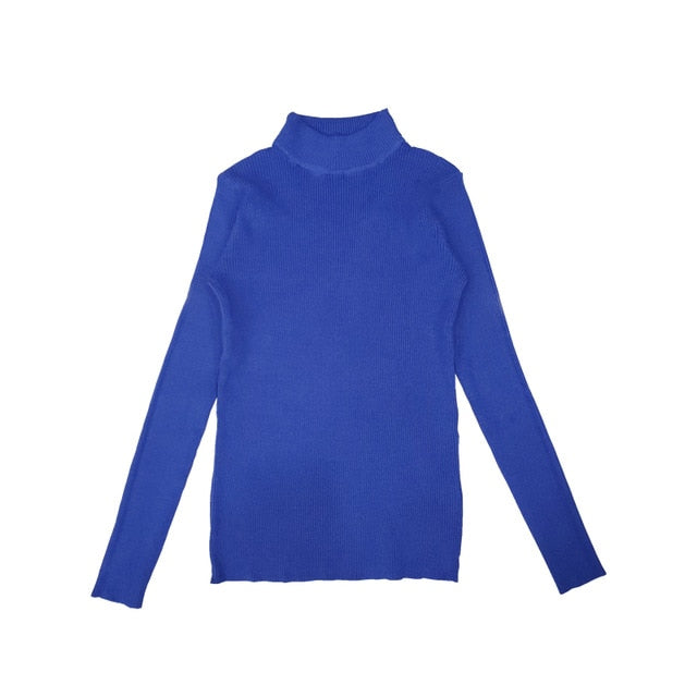 Women Autumn & Winter Vintage Turtleneck Pullovers Casual Loose Long Sleeve Shirts