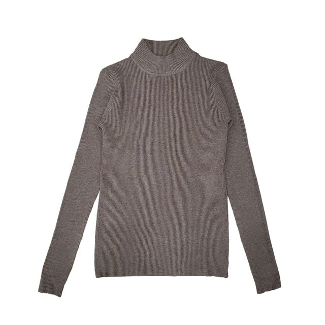 Women Autumn & Winter Vintage Turtleneck Pullovers Casual Loose Long Sleeve Shirts