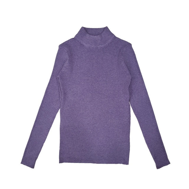 Women Autumn & Winter Vintage Turtleneck Pullovers Casual Loose Long Sleeve Shirts